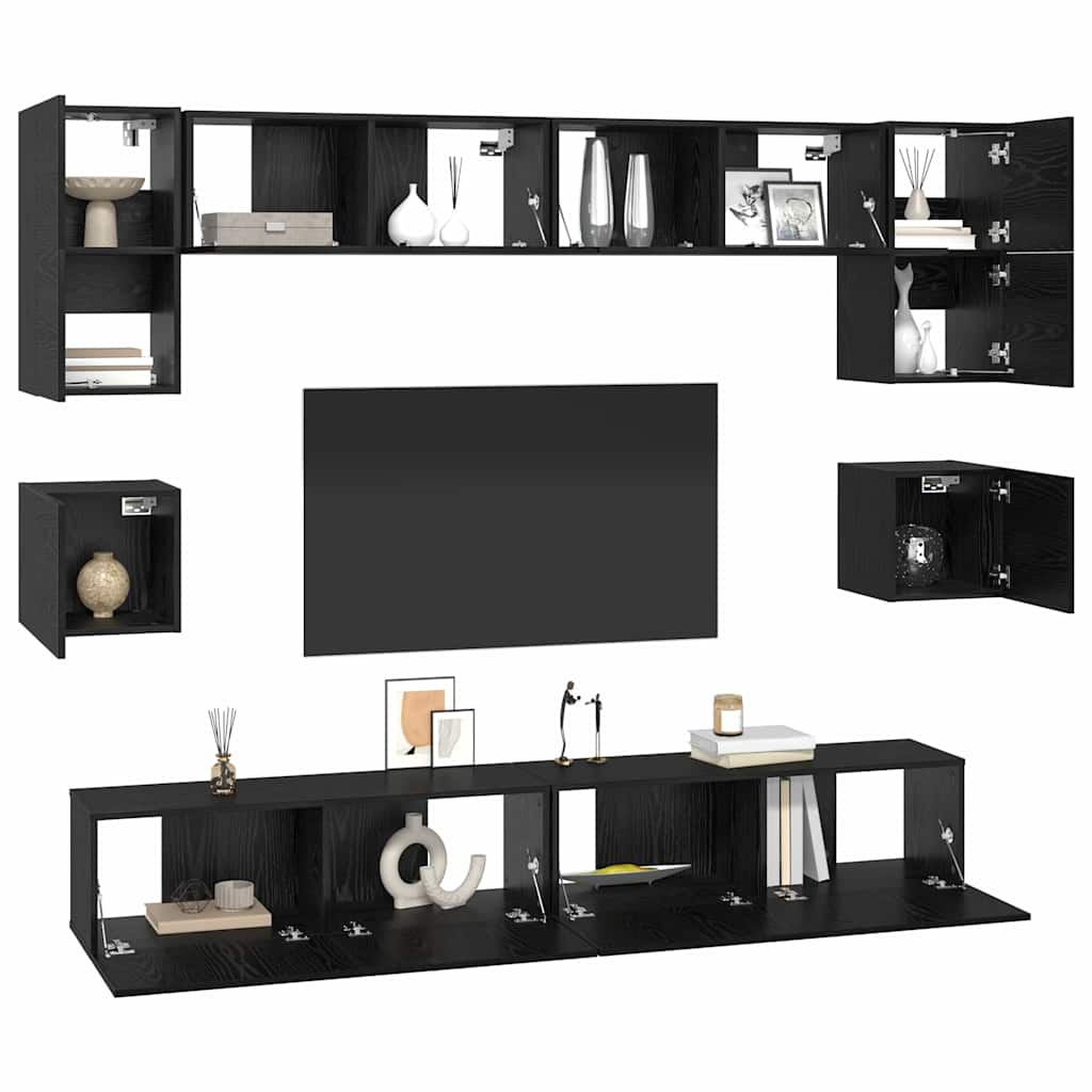 TV-Möbel-Set Wandmontiert 8 pcs Schwarze Eiche 100 x 30 x 30 cm