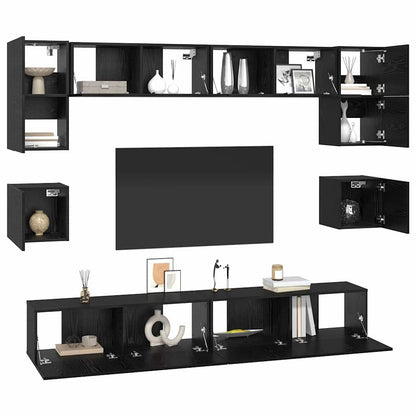 TV-Möbel-Set Wandmontiert 8 pcs Schwarze Eiche 100 x 30 x 30 cm