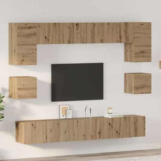 TV-Möbel-Set 8 pcs Eiche handwerklich 100 x 30 x 30 cm