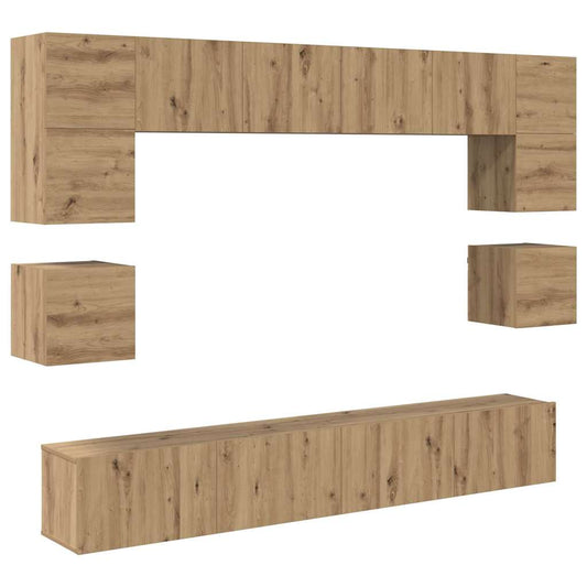 TV-Möbel-Set 8 pcs Eiche handwerklich 100 x 30 x 30 cm
