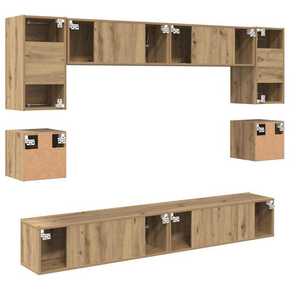 TV-Möbel-Set 8 pcs Eiche handwerklich 100 x 30 x 30 cm