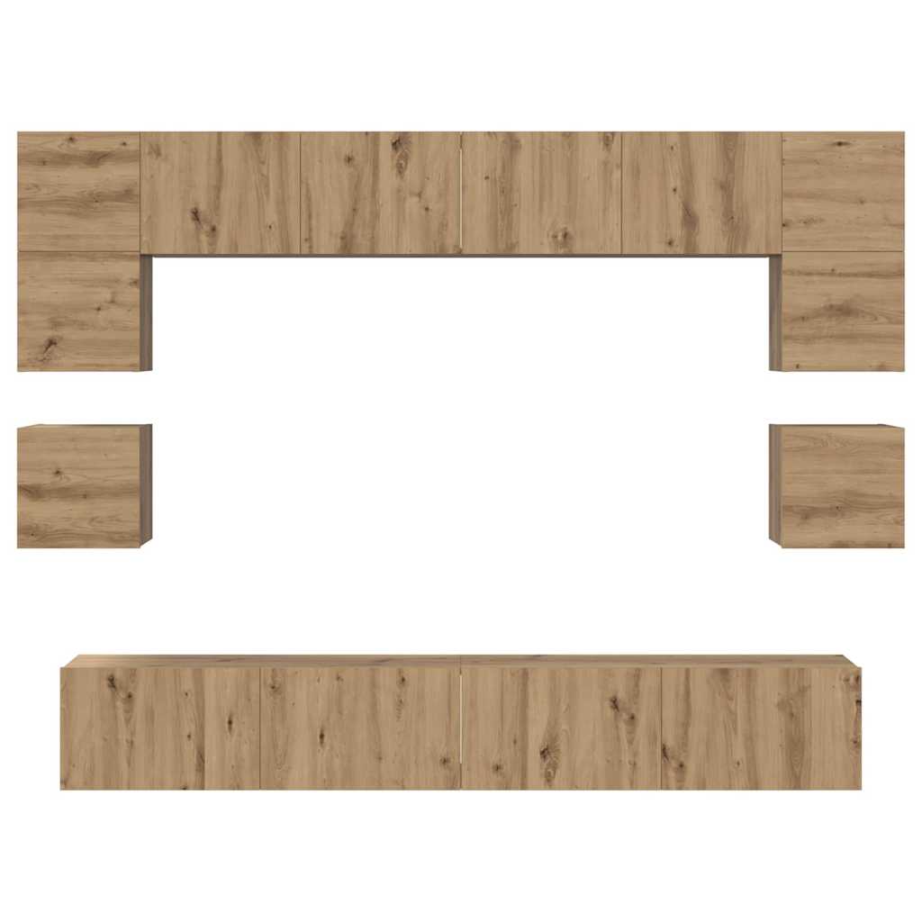TV-Möbel-Set 8 pcs Eiche handwerklich 100 x 30 x 30 cm