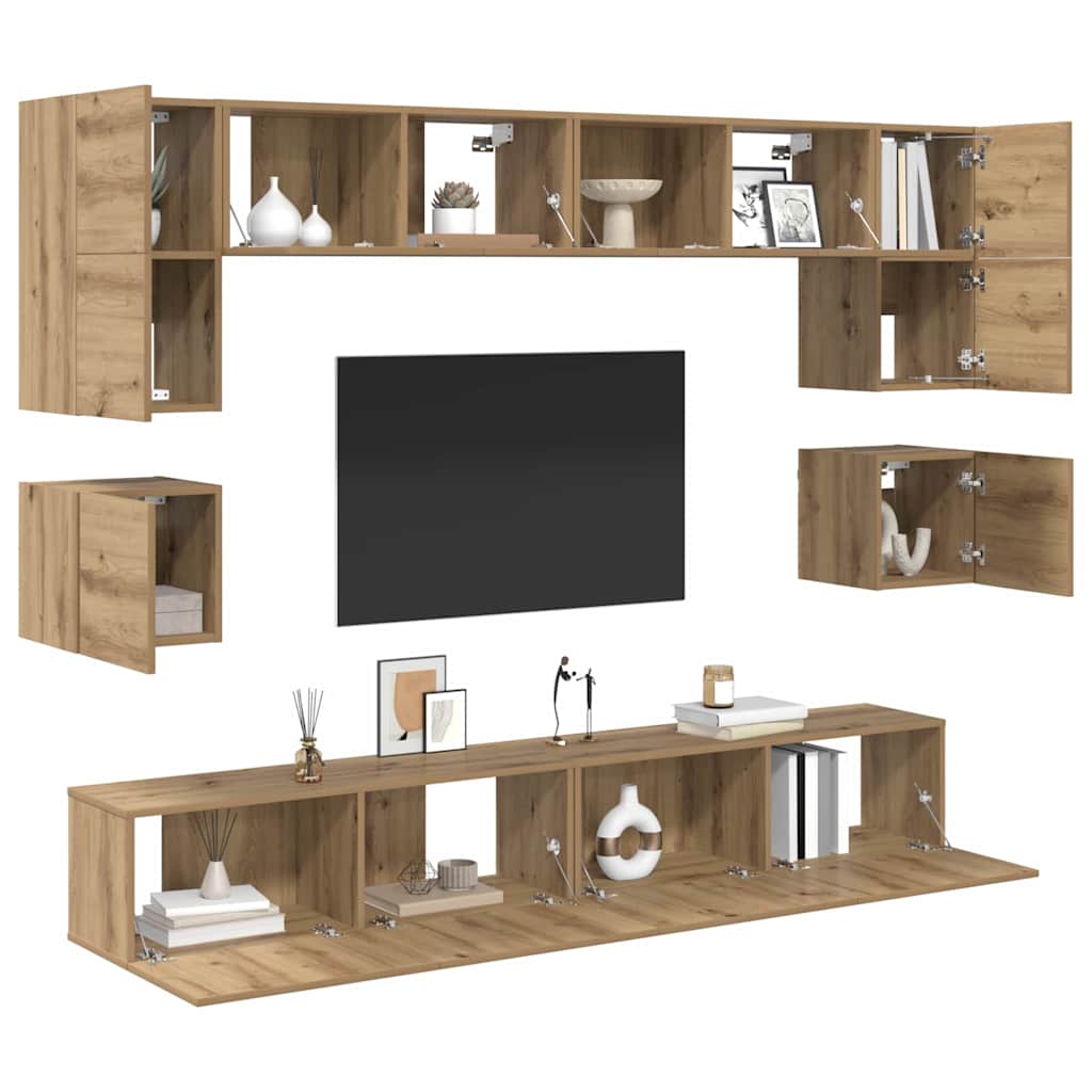 TV-Möbel-Set 8 pcs Eiche handwerklich 100 x 30 x 30 cm