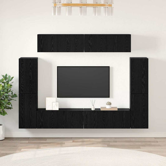 TV-Möbel-Set 8 pcs Schwarze Eiche 80 x 30 x 30,5 cm