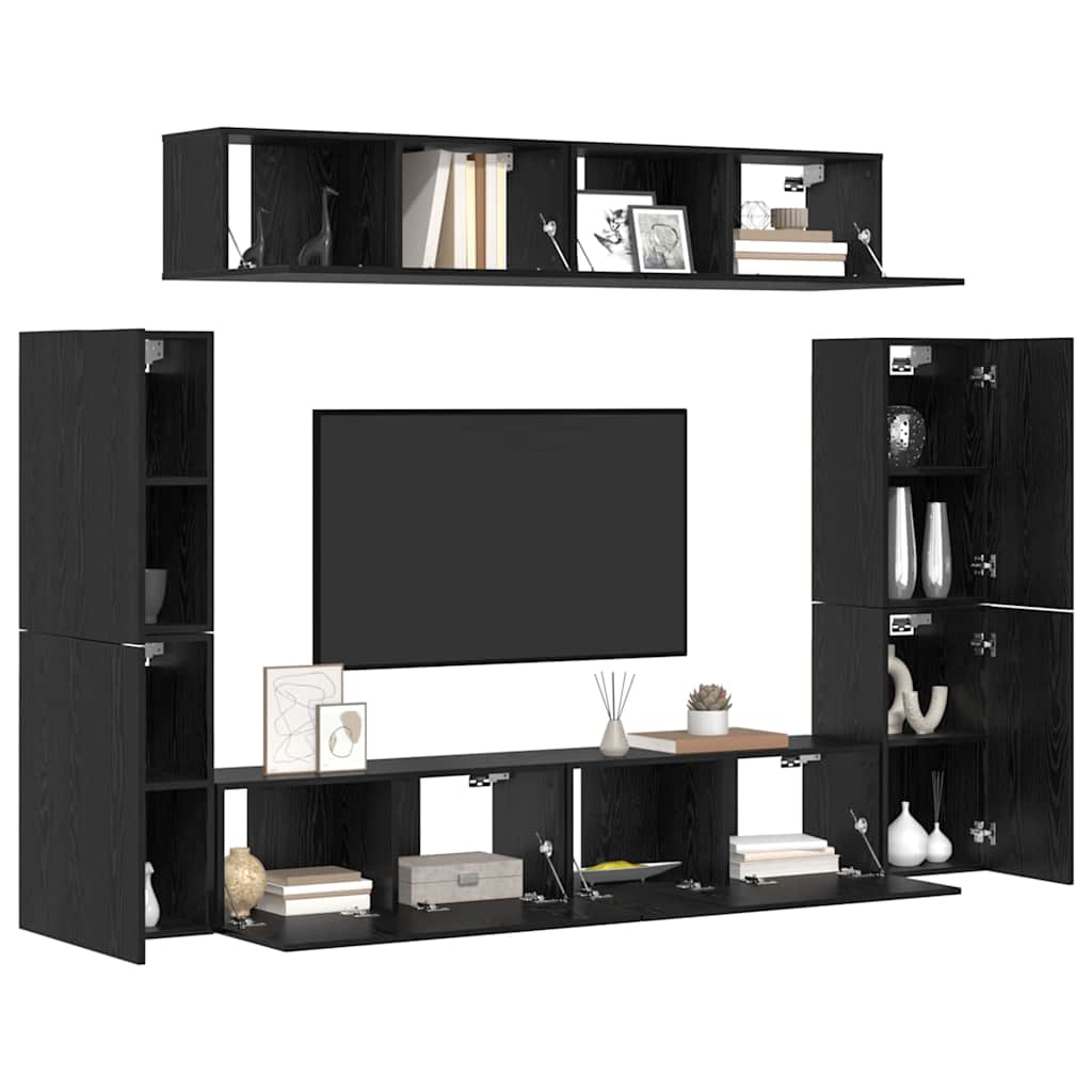 TV-Möbel-Set 8 pcs Schwarze Eiche 80 x 30 x 30,5 cm