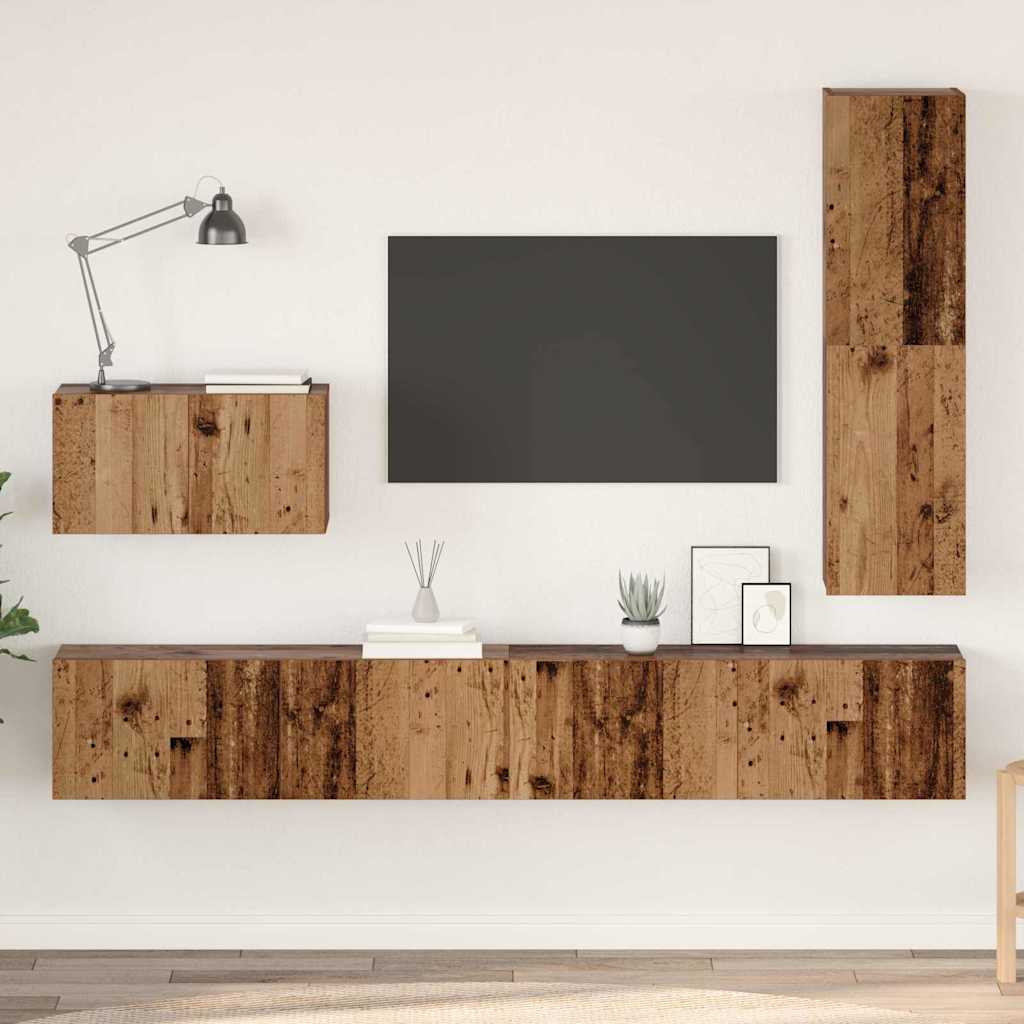 TV-Möbel-Set 4 pcs Altholz 30,5 x 30 x 110 cm Holzwerkstoff