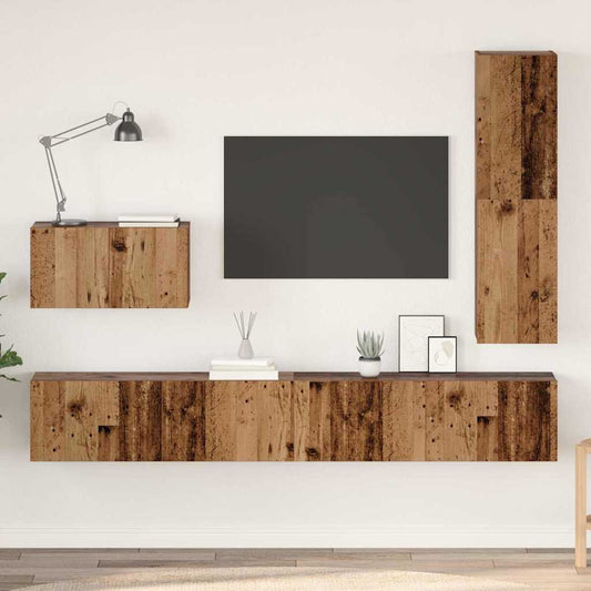 TV-Möbel-Set 4 pcs Altholz 30,5 x 30 x 110 cm Holzwerkstoff