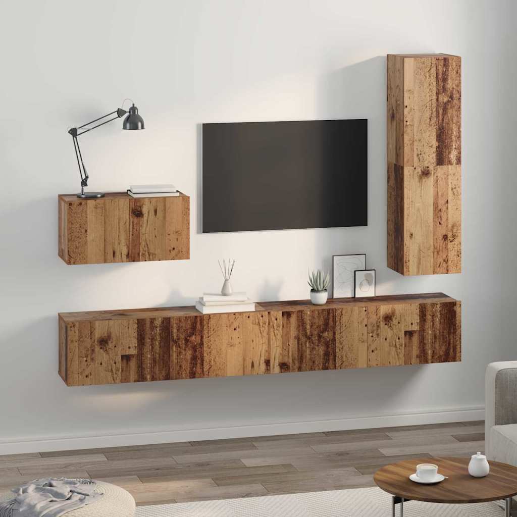 TV-Möbel-Set 4 pcs Altholz 30,5 x 30 x 110 cm Holzwerkstoff