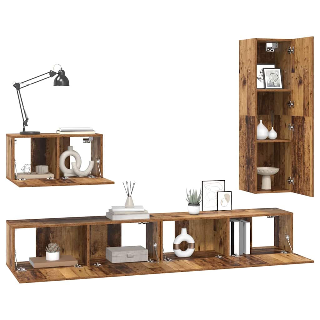TV-Möbel-Set 4 pcs Altholz 30,5 x 30 x 110 cm Holzwerkstoff