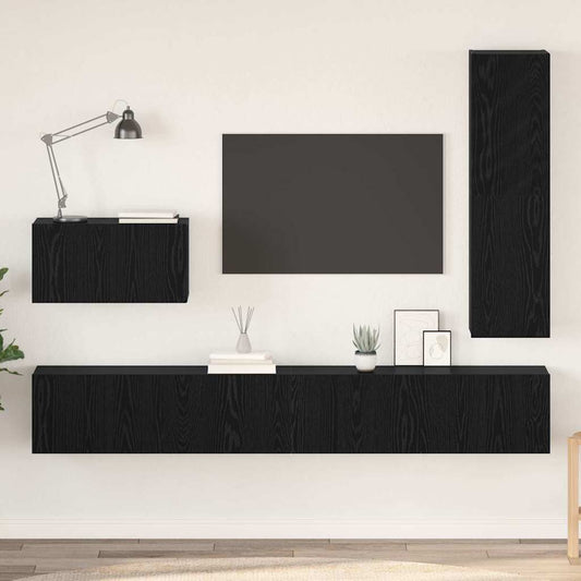 TV-Möbel-Set Wandmontiert 4 pcs Schwarze Eiche 200 x 30 x 30 cm