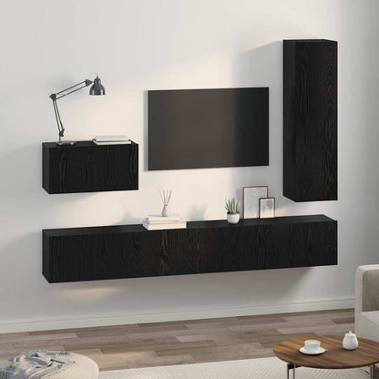 TV-Möbel-Set Wandmontiert 4 pcs Schwarze Eiche 200 x 30 x 30 cm