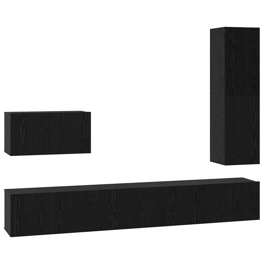 TV-Möbel-Set Wandmontiert 4 pcs Schwarze Eiche 200 x 30 x 30 cm