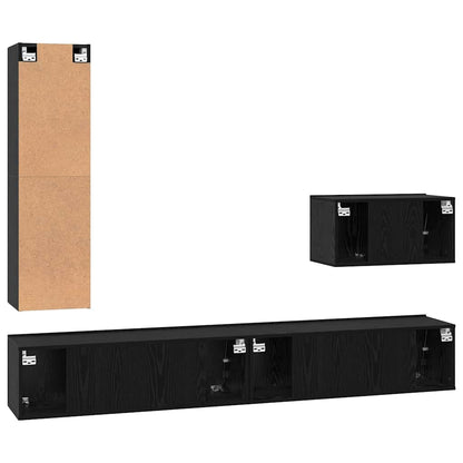 TV-Möbel-Set Wandmontiert 4 pcs Schwarze Eiche 200 x 30 x 30 cm