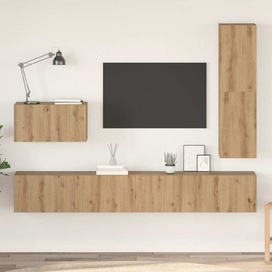 TV-Möbel-Set 4 pcs Eiche handwerklich 30,5 x 30 x 110 cm