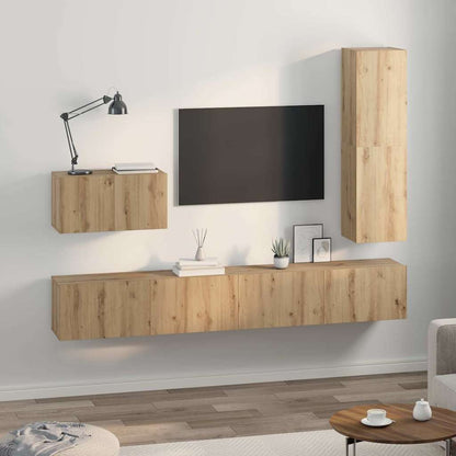 TV-Möbel-Set 4 pcs Eiche handwerklich 30,5 x 30 x 110 cm