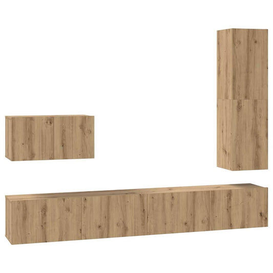 TV-Möbel-Set 4 pcs Eiche handwerklich 30,5 x 30 x 110 cm