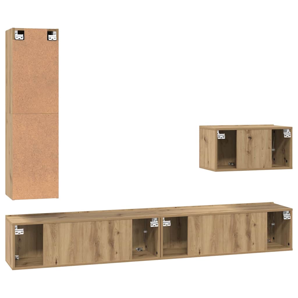 TV-Möbel-Set 4 pcs Eiche handwerklich 30,5 x 30 x 110 cm