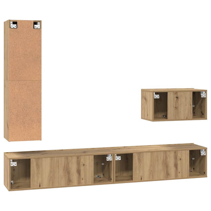 TV-Möbel-Set 4 pcs Eiche handwerklich 30,5 x 30 x 110 cm