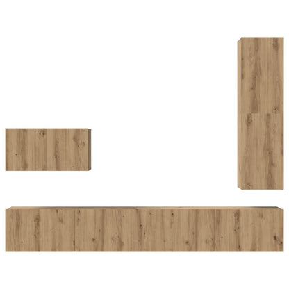 TV-Möbel-Set 4 pcs Eiche handwerklich 30,5 x 30 x 110 cm