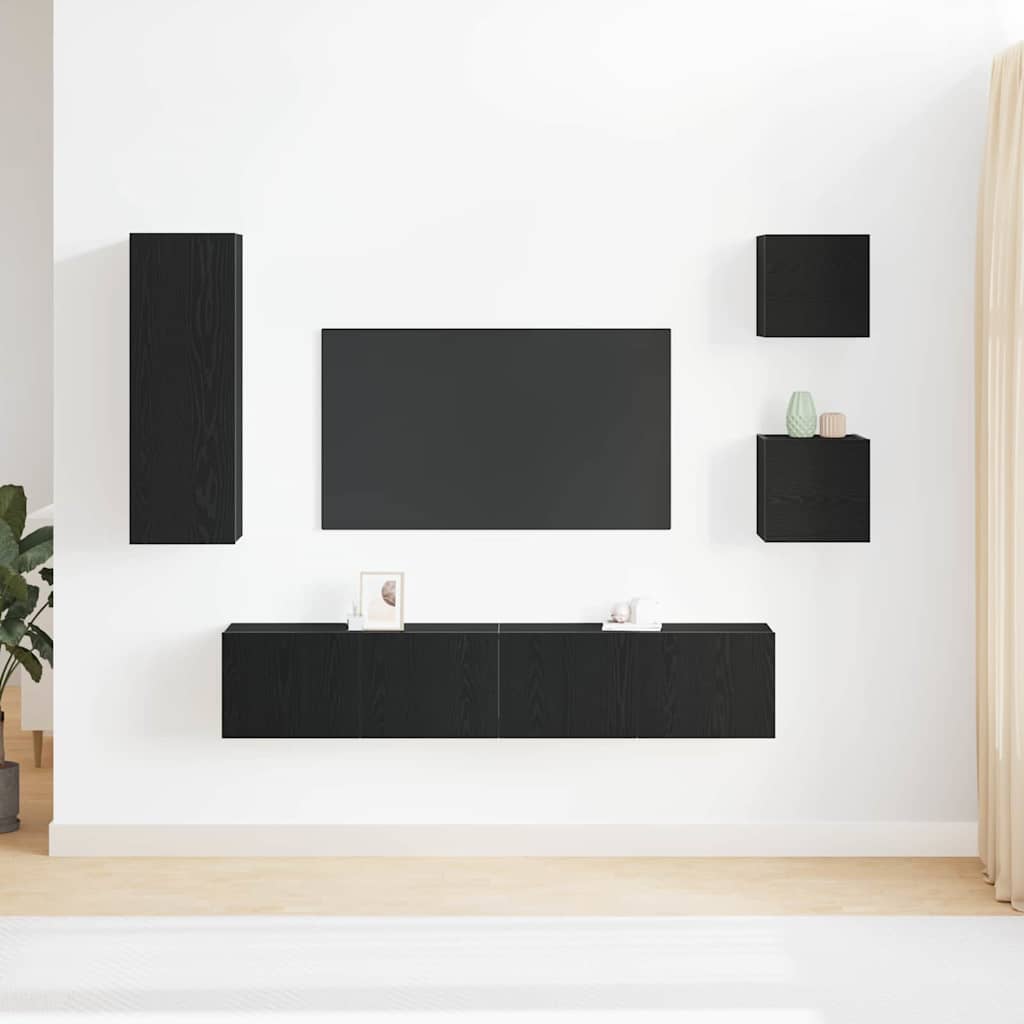 TV-Schranksystem 5 pcs Schwarze Eiche 160 x 30 x 30.5 cm