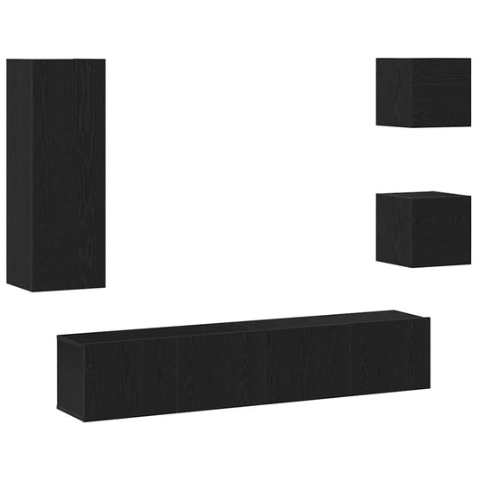 TV-Schranksystem 5 pcs Schwarze Eiche 160 x 30 x 30.5 cm