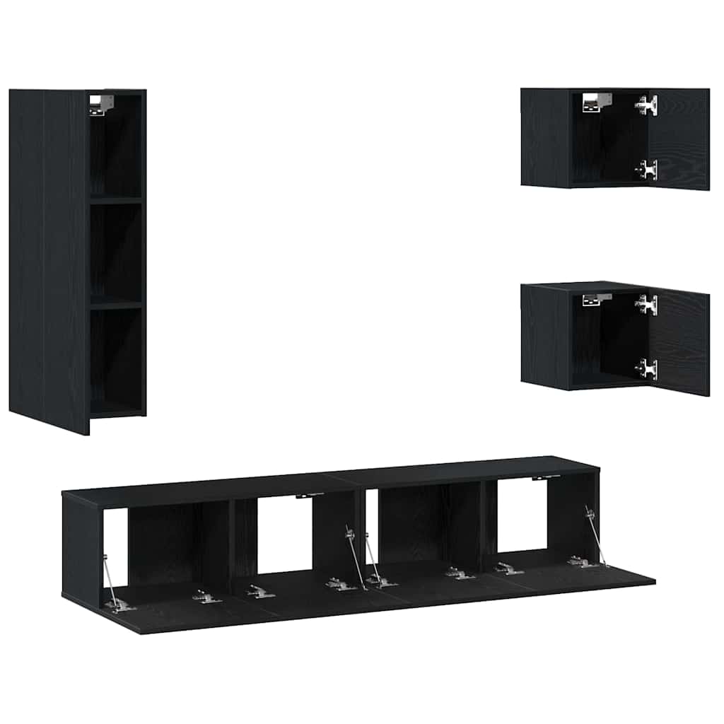 TV-Schranksystem 5 pcs Schwarze Eiche 160 x 30 x 30.5 cm