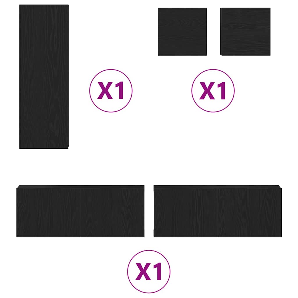 TV-Schranksystem 5 pcs Schwarze Eiche 160 x 30 x 30.5 cm