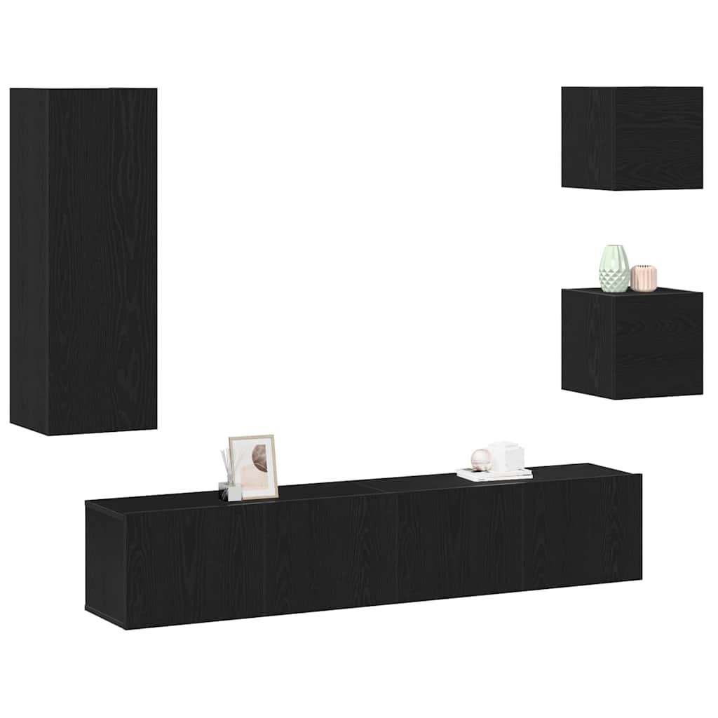 TV-Schranksystem 5 pcs Schwarze Eiche 160 x 30 x 30.5 cm
