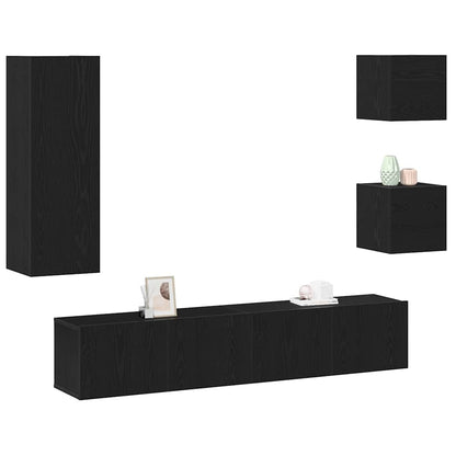TV-Schranksystem 5 pcs Schwarze Eiche 160 x 30 x 30.5 cm
