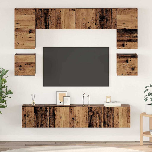 TV-Möbel-Set 8 pcs Altholz 80 x 30 x 30 cm Holzwerkstoff