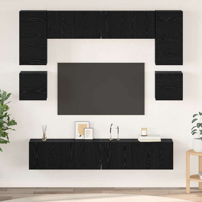 TV-Möbel-Set 8 pcs Schwarze Eiche 80 x 30 x 30 cm Holzwerkstoff