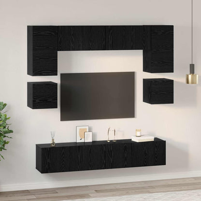 TV-Möbel-Set 8 pcs Schwarze Eiche 80 x 30 x 30 cm Holzwerkstoff