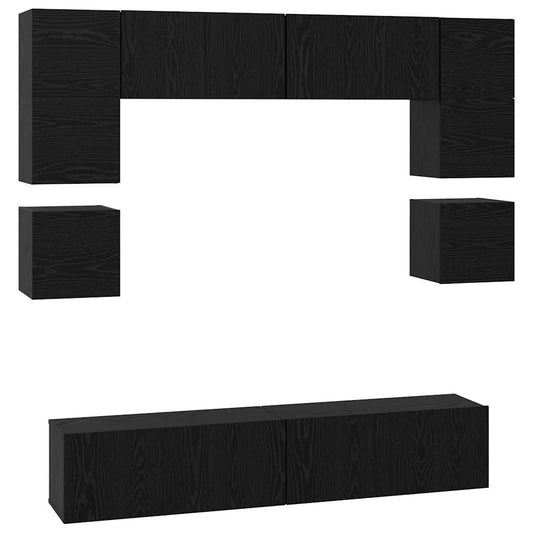 TV-Möbel-Set 8 pcs Schwarze Eiche 80 x 30 x 30 cm Holzwerkstoff