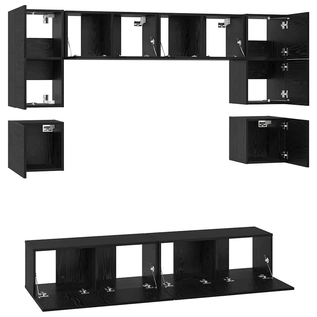 TV-Möbel-Set 8 pcs Schwarze Eiche 80 x 30 x 30 cm Holzwerkstoff