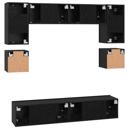 TV-Möbel-Set 8 pcs Schwarze Eiche 80 x 30 x 30 cm Holzwerkstoff