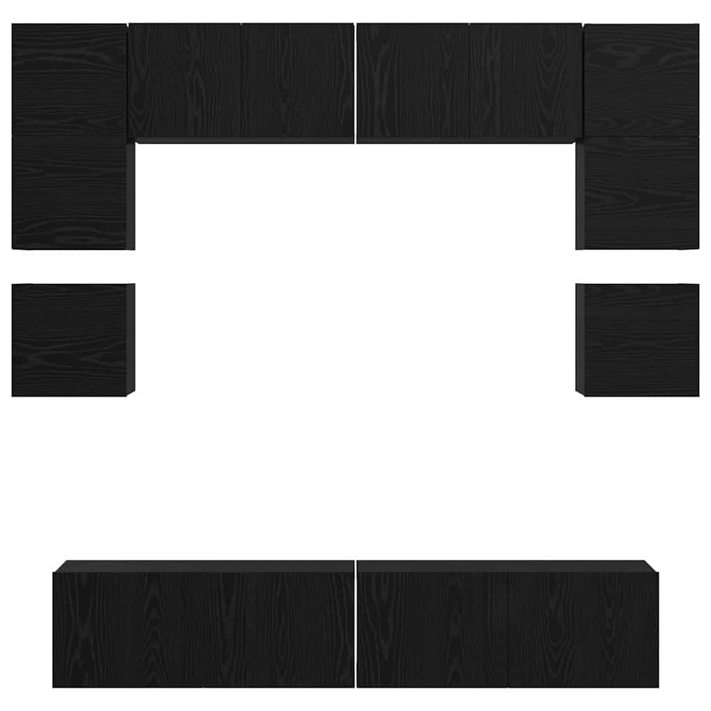 TV-Möbel-Set 8 pcs Schwarze Eiche 80 x 30 x 30 cm Holzwerkstoff