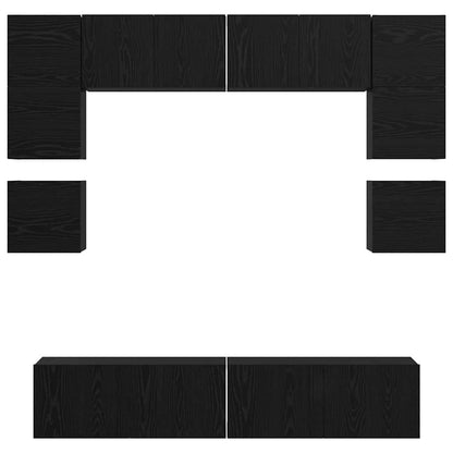TV-Möbel-Set 8 pcs Schwarze Eiche 80 x 30 x 30 cm Holzwerkstoff