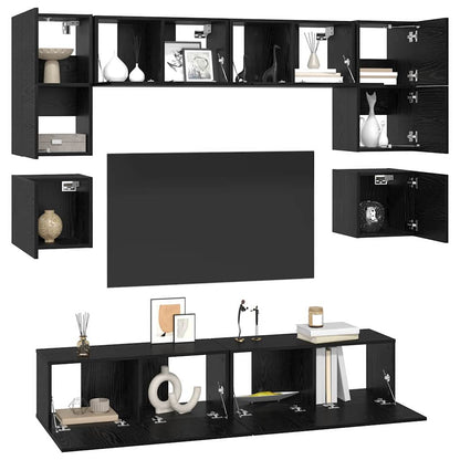TV-Möbel-Set 8 pcs Schwarze Eiche 80 x 30 x 30 cm Holzwerkstoff