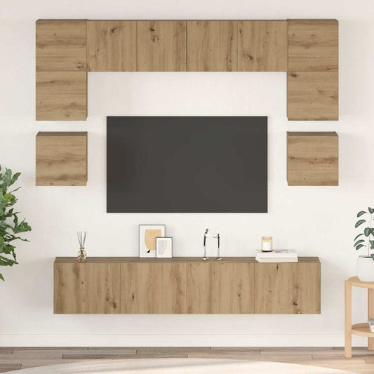 TV-Möbel-Set 8 pcs Eiche handwerklich 80 x 30 x 30 cm