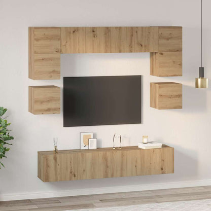 TV-Möbel-Set 8 pcs Eiche handwerklich 80 x 30 x 30 cm