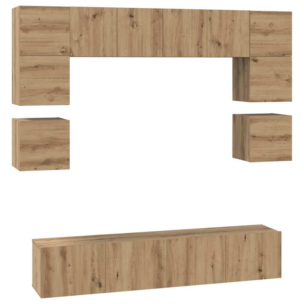 TV-Möbel-Set 8 pcs Eiche handwerklich 80 x 30 x 30 cm