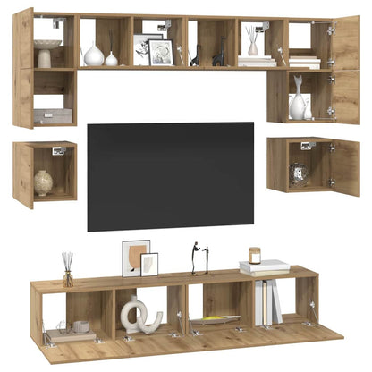 TV-Möbel-Set 8 pcs Eiche handwerklich 80 x 30 x 30 cm