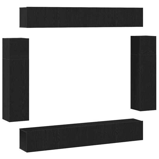 8-teiliges TV-Schrank Set -Wandmontiert Schwarze Eiche, Ingenieurholz