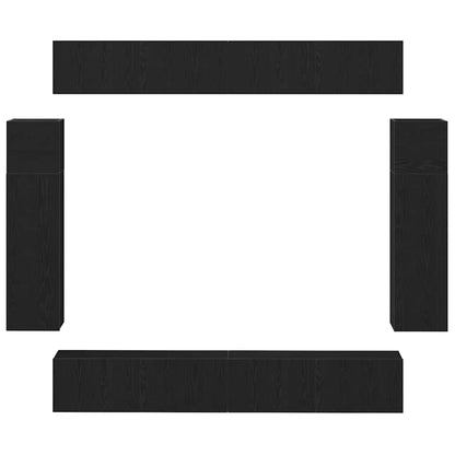 8-teiliges TV-Schrank Set -Wandmontiert Schwarze Eiche, Ingenieurholz