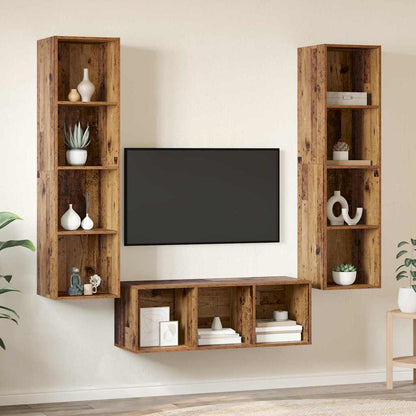 TV-Schrank Set 3 pcs Altholz 37 x 37 x 142,5 cm Holzwerkstoff