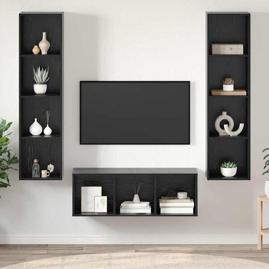 TV-Schrank Set 3 pcs Schwarze Eiche 37 x 37 x 142,5 cm