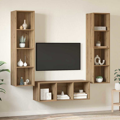 TV-Schrank Set 3 pcs Eiche handwerklich 37 x 37 x 142,5 cm