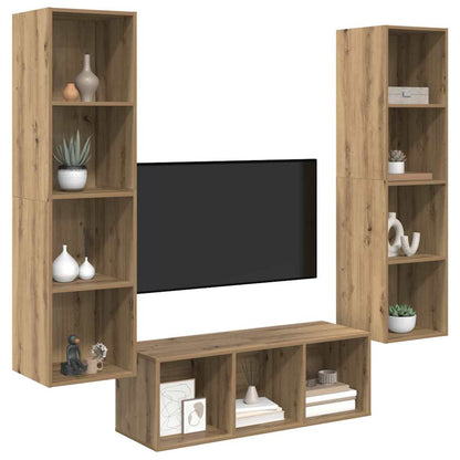 TV-Schrank Set 3 pcs Eiche handwerklich 37 x 37 x 142,5 cm