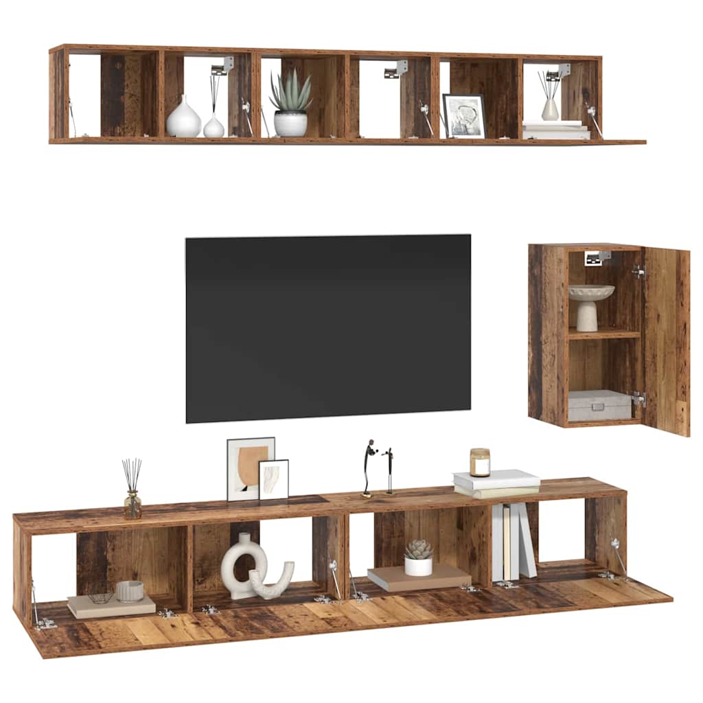 TV-Möbel-Set 6 pcs Altholz Standard Mittel Holzwerkstoff