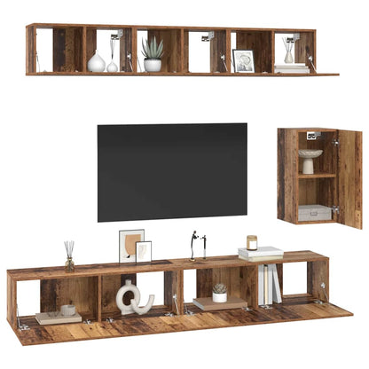 TV-Möbel-Set 6 pcs Altholz Standard Mittel Holzwerkstoff